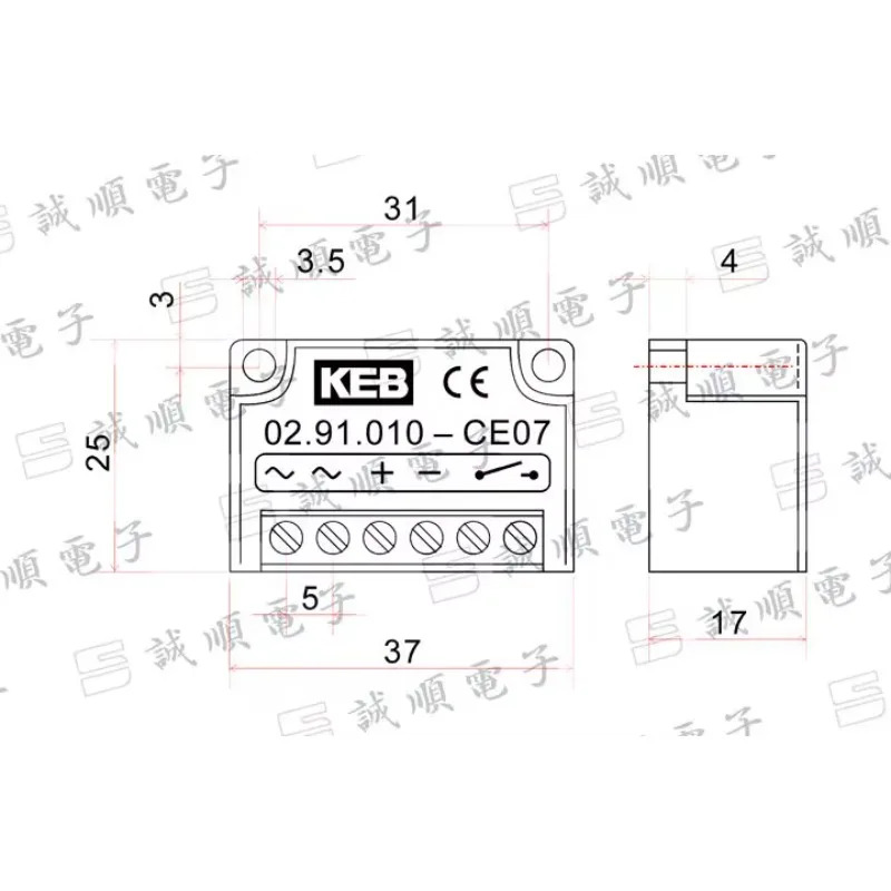 KEB 02.91.020-CE07 Uin 240VAC Uout 216VDC 1.2A 2.0A 50/60Hz