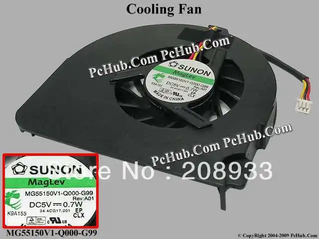 SUNON mg55150v1-q000-g99 Rev a01 DC5v 0.7W 노트북 팬