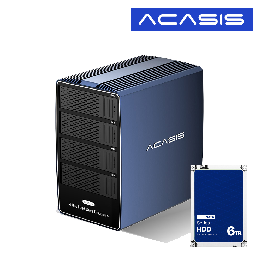 아카시스 EC-1003 SATA / SAS 전송 속도 10Gbps 4베이 외장스토리지 DAS 외장하드 케이스+SATA 하드디스크 6TBx1EA - 상품 이미지