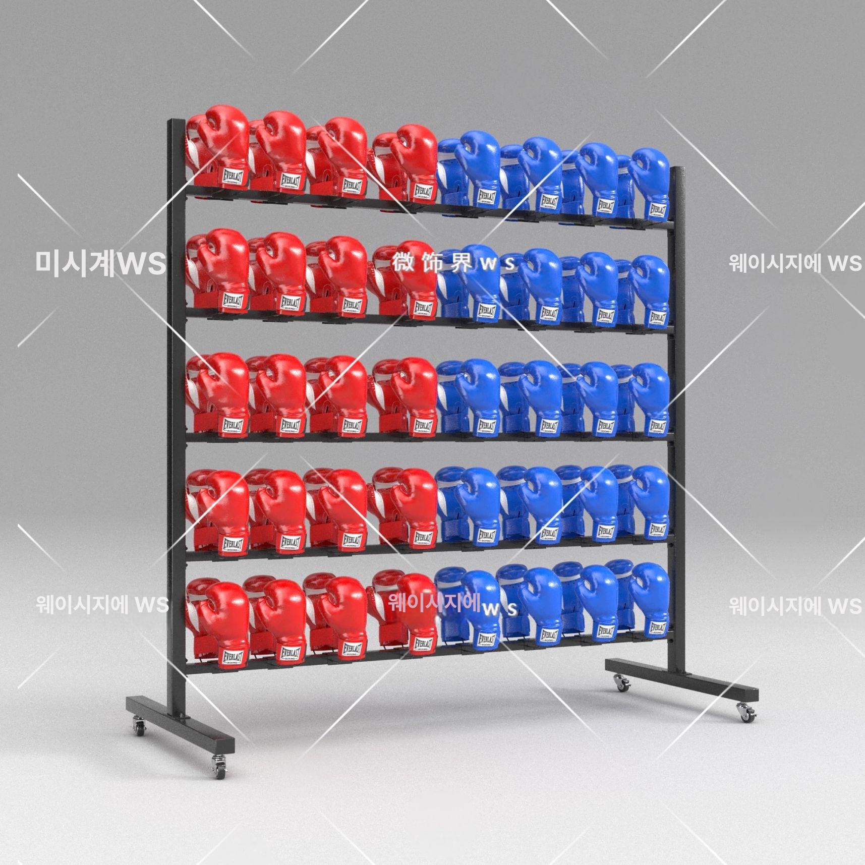 이동식 글러브 거치대 정리대 권투 스탠드 복싱 진열 양면 걸이 30개 125x60x188cm - 상세 이미지 4