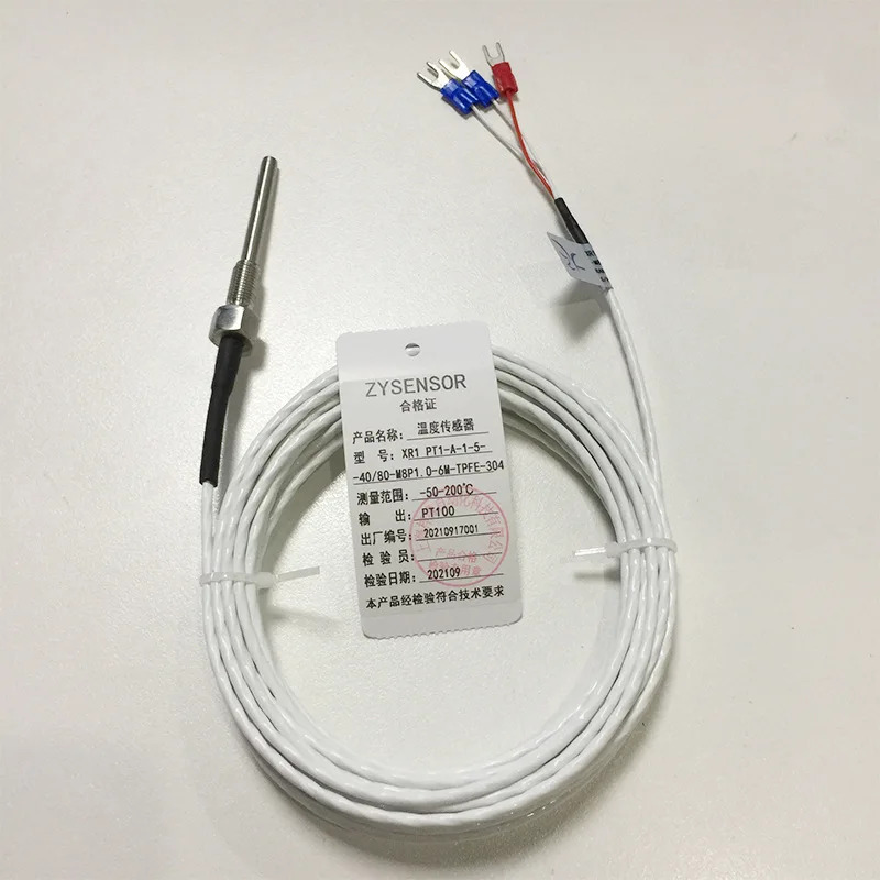 ZYSENSOR 온도 센서 XR1 PT1-A-1-5-40/80-M8P1.0-6M-TPFE-304