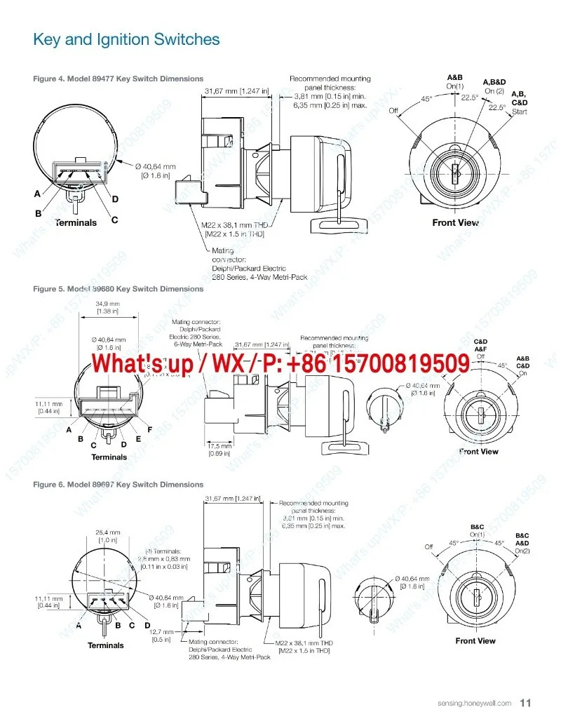 모델 89850-07 89850-08 89947-08 기계식 자동차 키 회전 스위치 3단