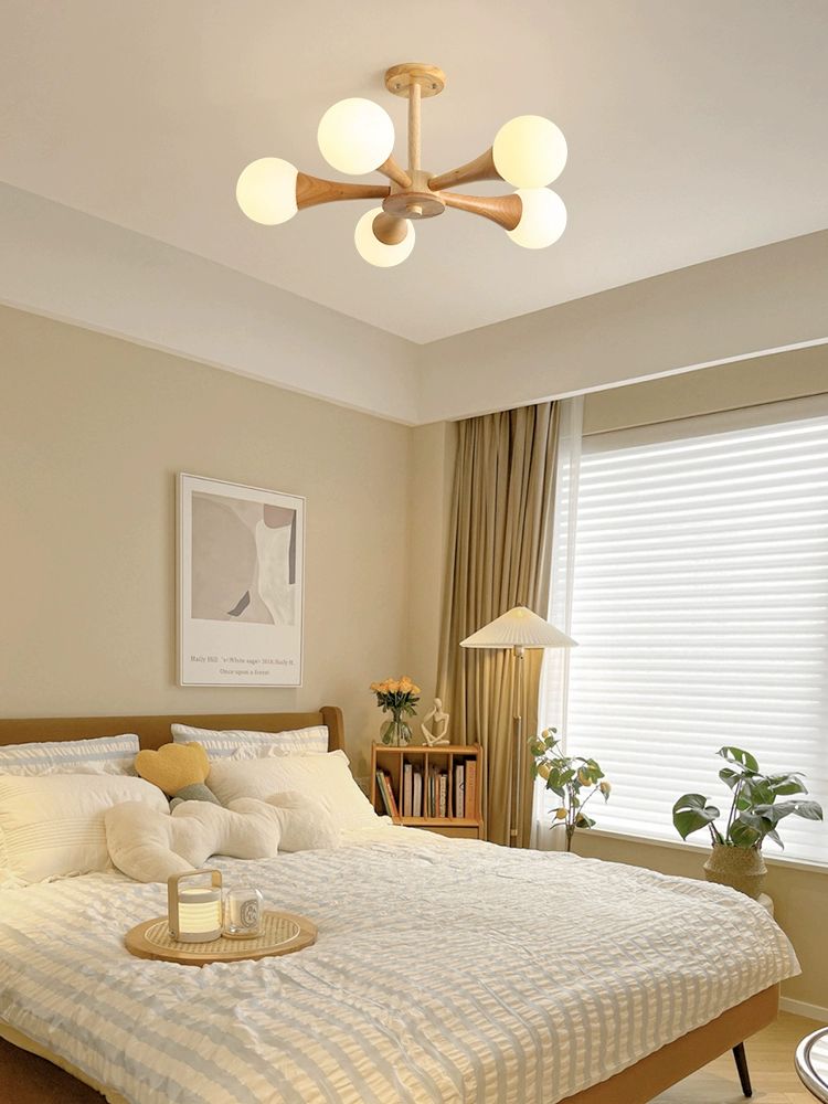 모던 천장등 심플 우드 천정등 LED 조명 5구 50x30cm 웜화이트 - 상세 이미지 3