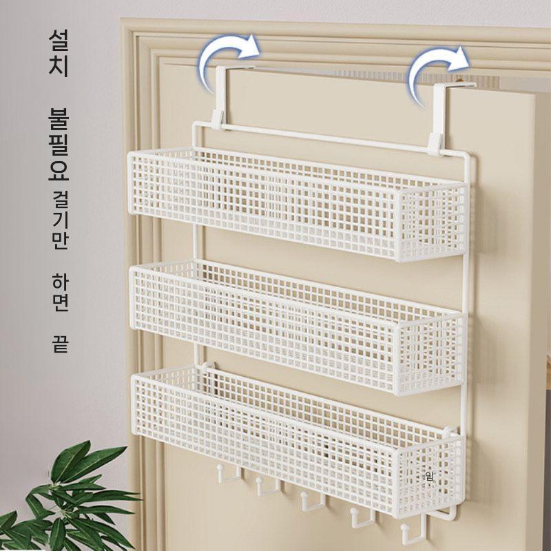 문걸이수납선반4단 다용도문걸이선반 대용량수납 화이트 단층 미디엄훅 - 상세 이미지 3