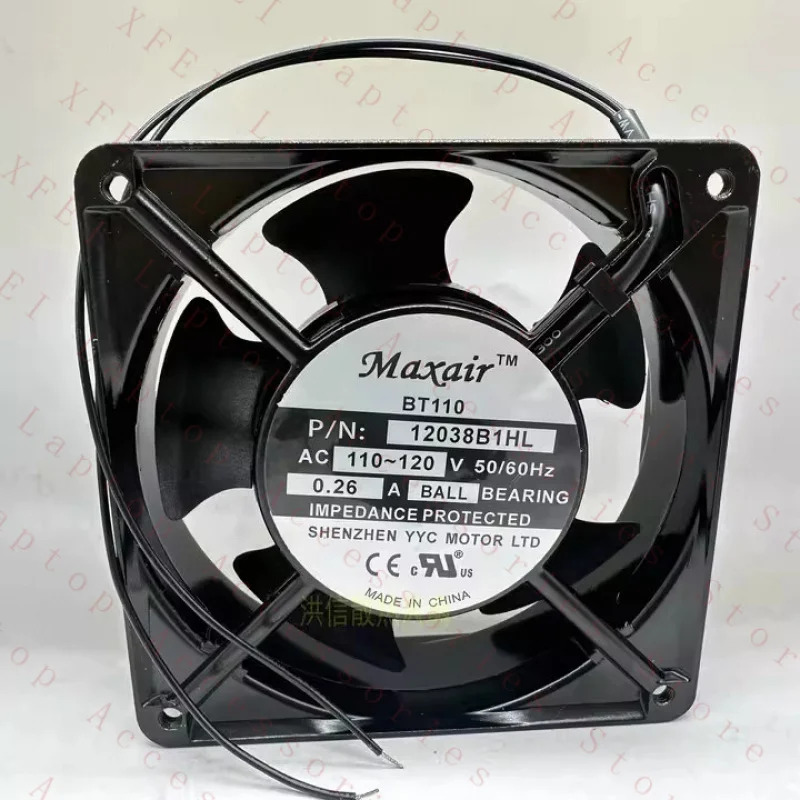 Maxair BT110 팬 P/N 12038B1HL 110-120V 0.26A 120x38MM 알루미늄프레임