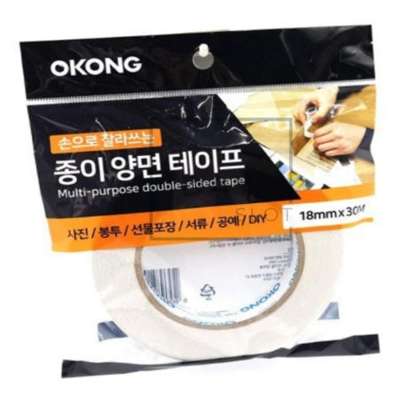[트렌디프레소협력사]데이슬롯 오공 손으로 자르는 종이 양면테이프 18mm 포장테이프