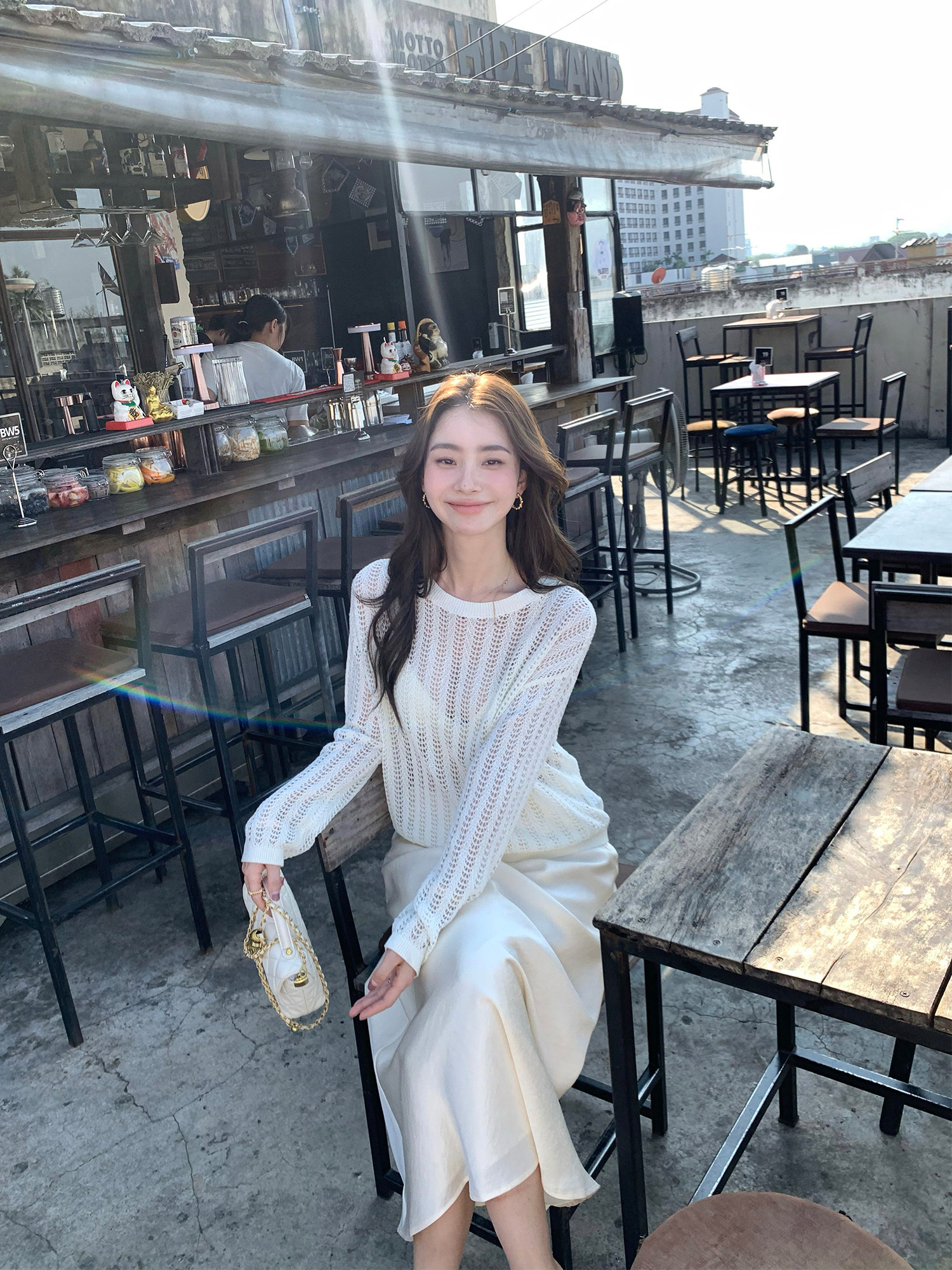 pusumede 샤틴스커 롱 a라인 새틴 플레어 스커트 봄 여름 치마 - 상세 이미지 3