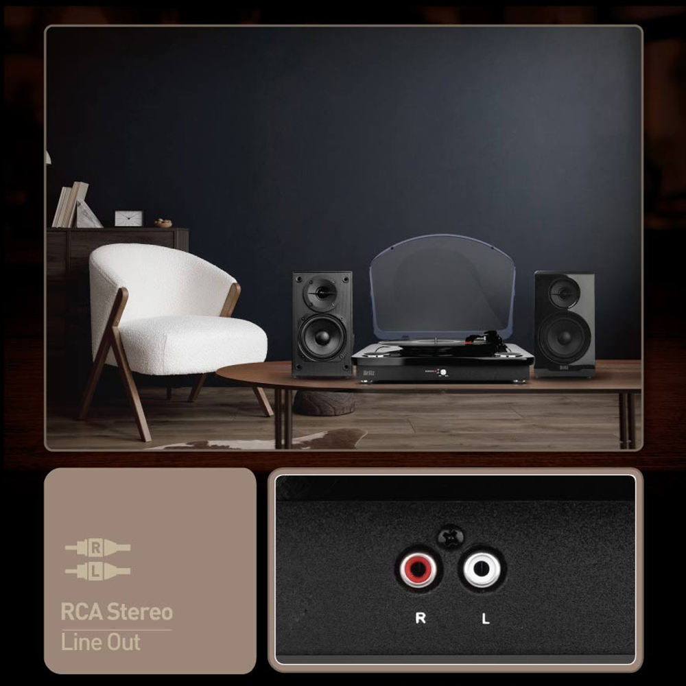브리츠 LP 레코드 턴테이블 블루투스 5.4 오디오 스피커 USB 재생 레코딩 RCA 출력 - 상세 이미지 3