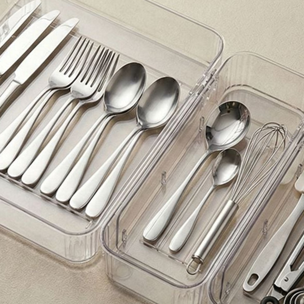 다용도 서랍 정리함 칸막이 투명 정리함 분리형 수납함 길이 조절 - 상품 이미지