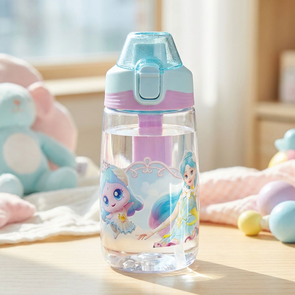 티니핑 물병 원터치 스파우트 물통 유아 유치원 어린이집 휴대용 450ml, 사뿐핑, 1개 - 상품 이미지