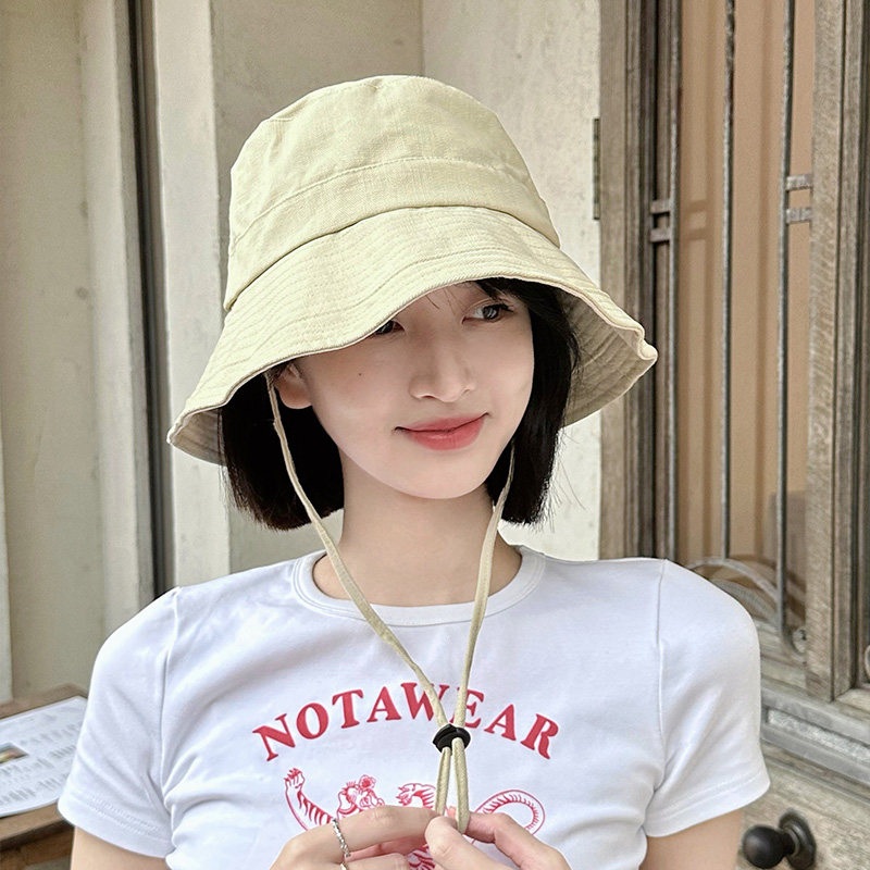 챙넓은모자 여성 휴양지 바캉스 비치 여행 산책 와이드챙 면혼방 버킷햇 벙거지 끈모자 - 상세 이미지 2