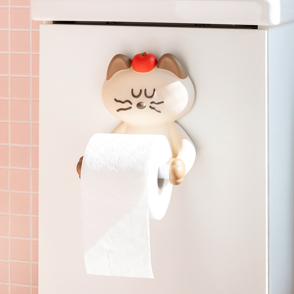 귀여운 고양이 캐릭터 휴지걸이 무타공 두루마리 화장지걸이 이미지 8