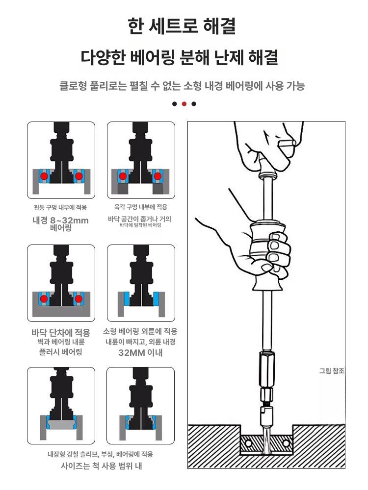 다기능 풀링기 내경 베어링 풀러 허브 탈착 기어 분리기 공구 빼는 케이스 수리 추출 제거 - 상세 이미지 3