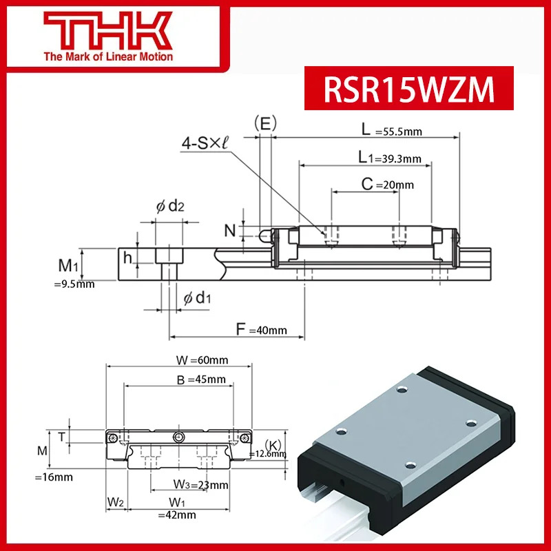 THK RSR15WZM 리니어 블록 가이드 슬라이더 베어링 RSR15