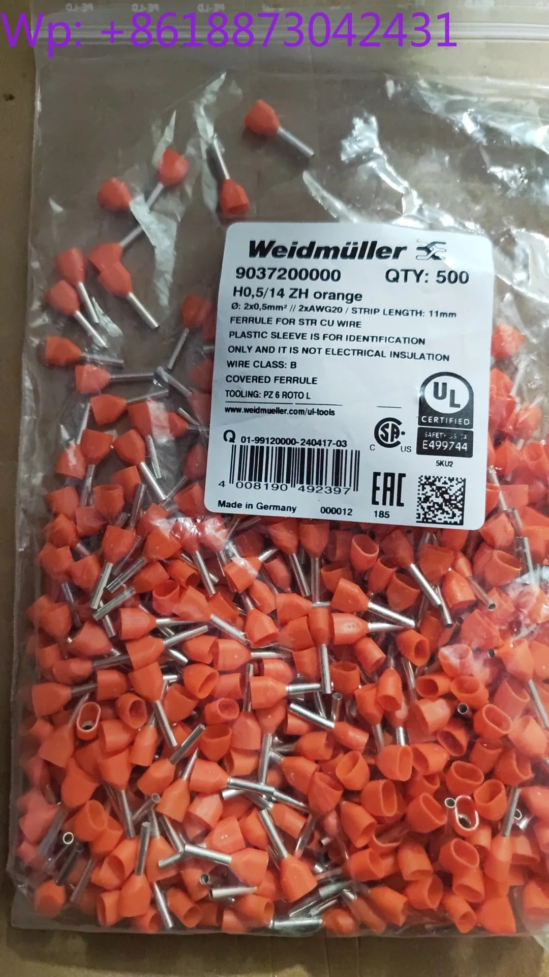 오리지널 전체 패키지 Weidmller end H0.5/14 ZH 9037200000