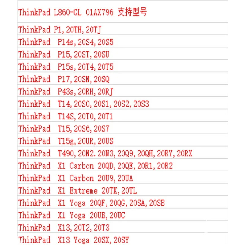 씽크패드 X1 대 P15 T490 X13 T14s L860-GL 기가비트 4G 모듈 01AX796용