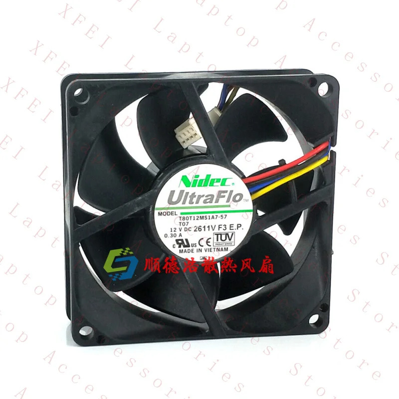 C 8025 T80T12MS1A7-57 T07 12V 0.30A 4선 속도 제어 팬