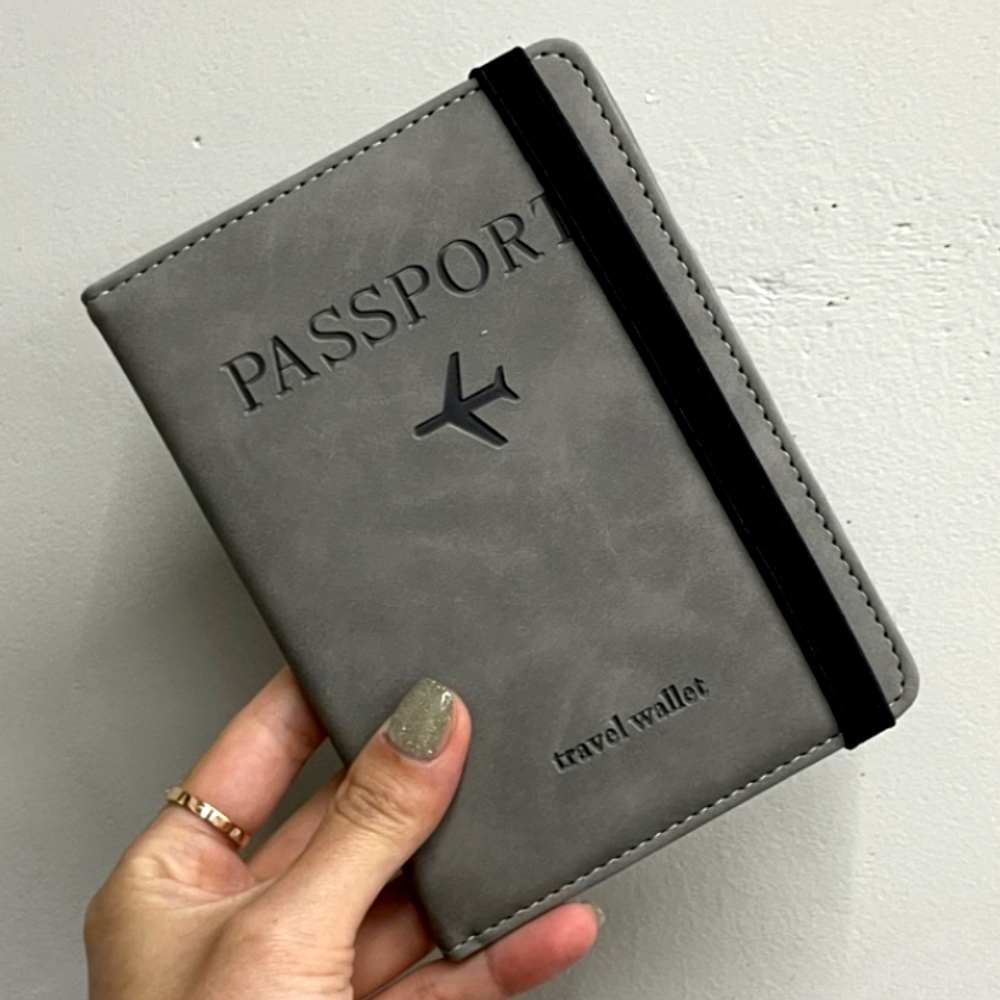 여권지갑 밴드형 RFID차단 여권 지갑 케이스 그레이 여권케이스 - 상품 이미지