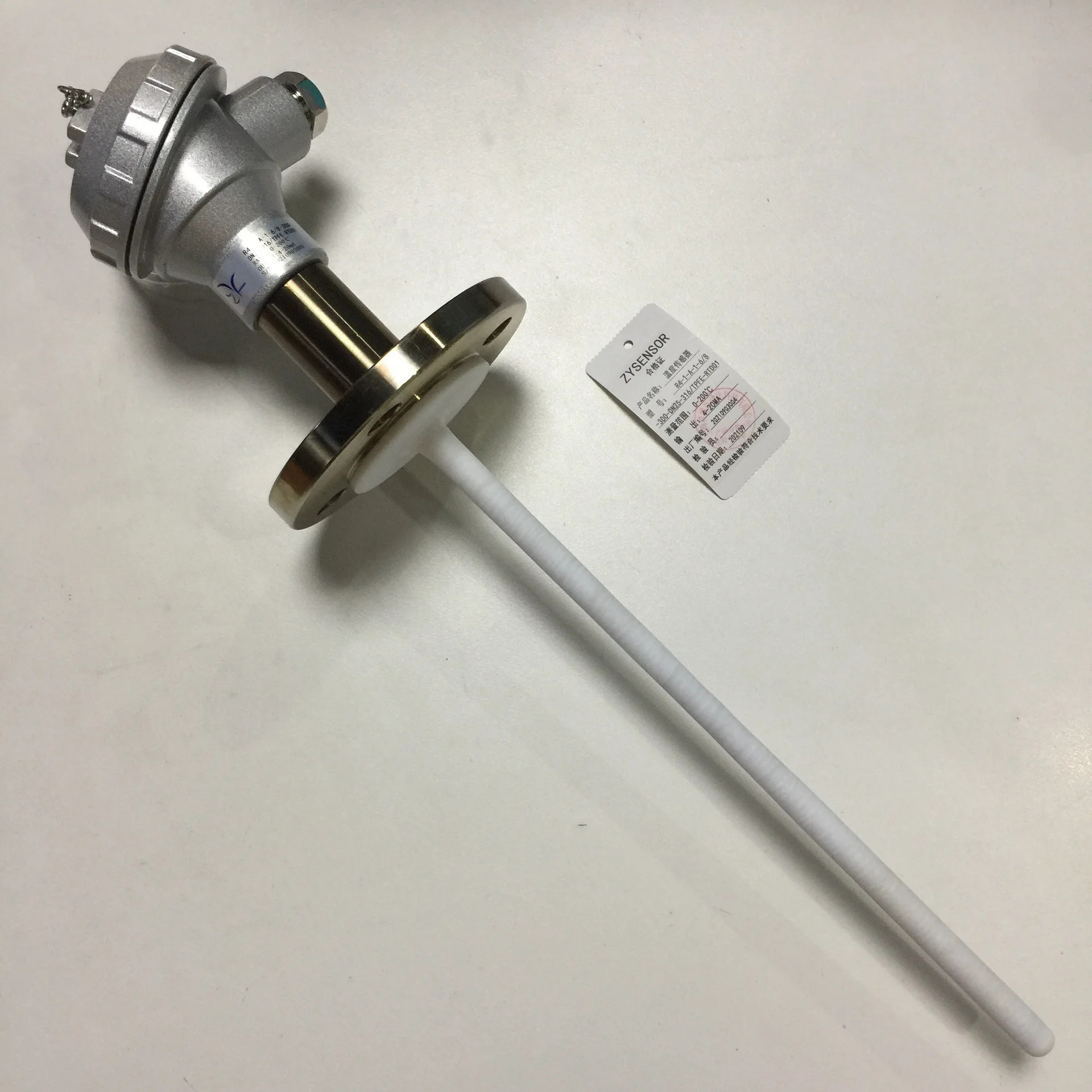 ZYSENSOR 온도 센서 프로브 로드 라이닝 TPFE DN25 플랜지 4-20 0-200  길이 선택 가능