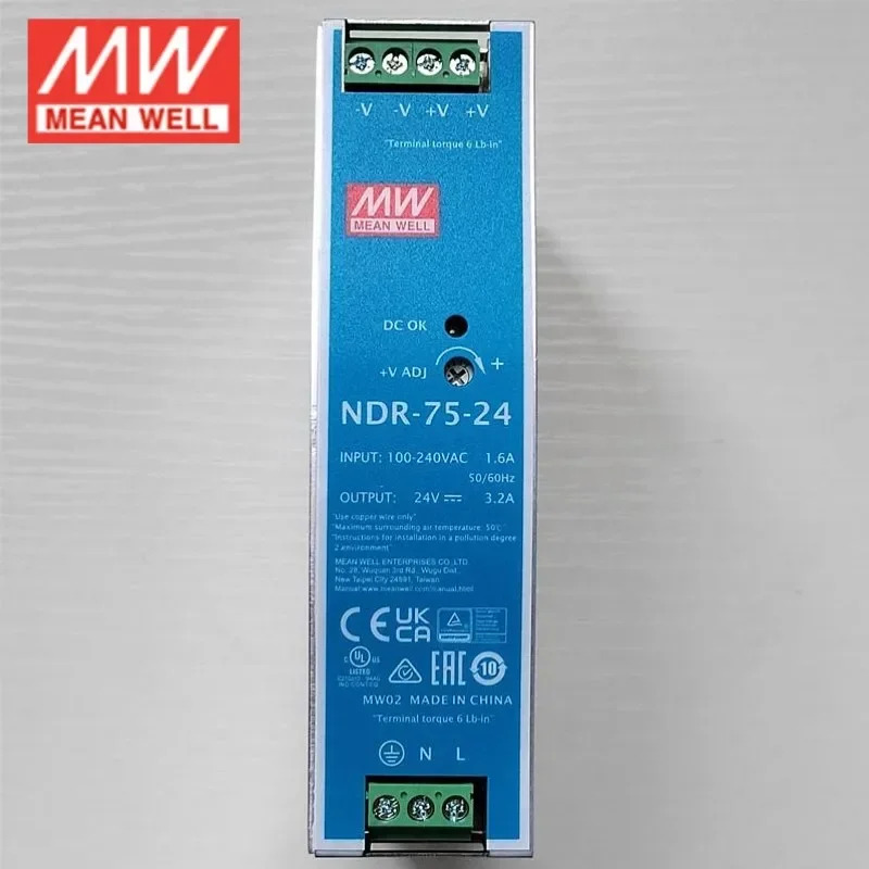 2025.4대만성 Mingwei NDR-120 75 240 480W 전원공급장치 220V 변압기 DC 12 24 48VDC.