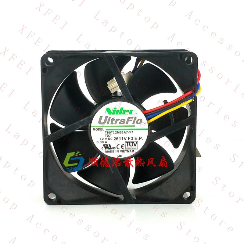 C 8025 T80T12MS1A7-57 T07 12V 0.30A 4선 속도 제어 팬