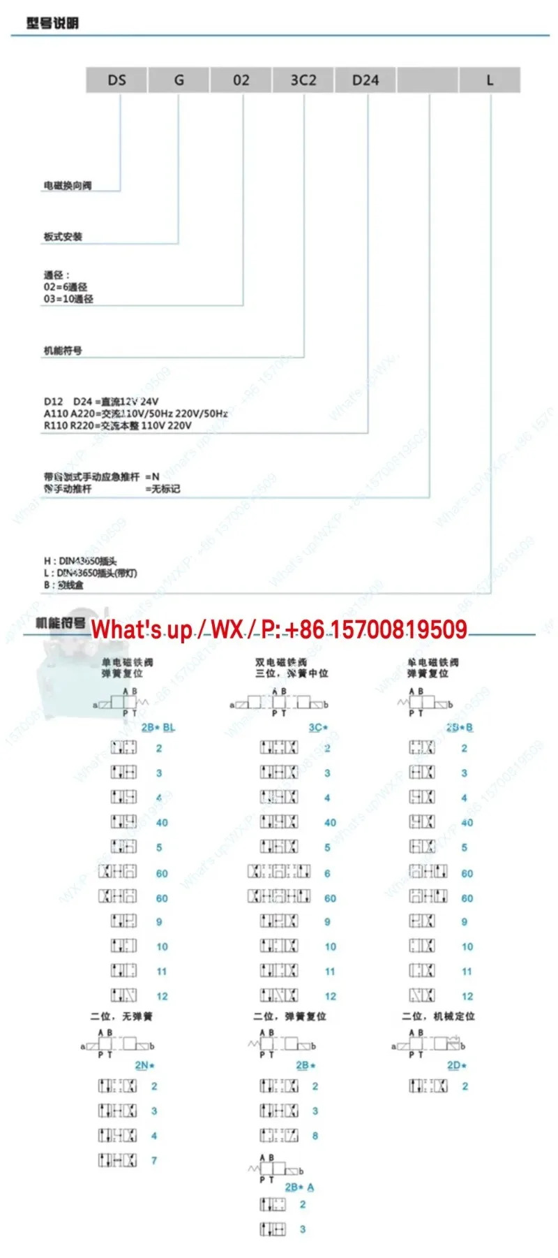 유압 솔레노이드 방향 제어 밸브 DSG-02 -03-3C2 2B2 3C3 3C4 3C6 3C60 2D2 -DL-N1