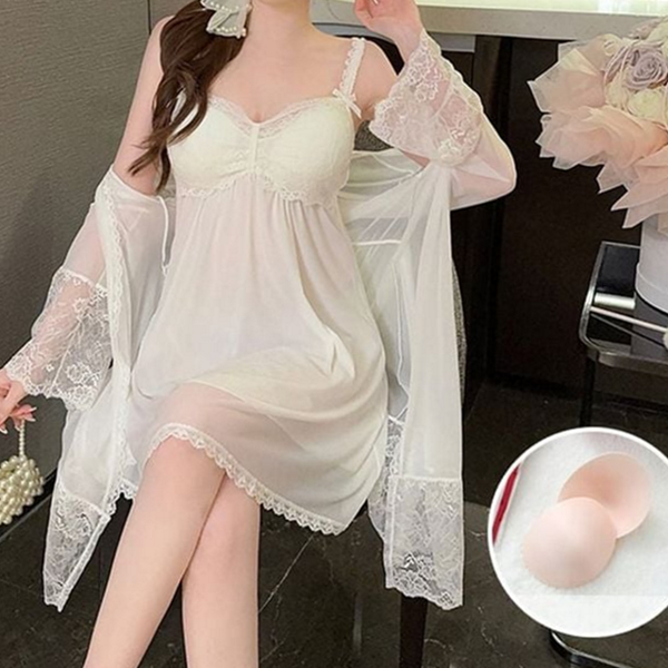 루즈핏 여성 잠옷 브이넥 여성 레이스 잠옷 파자마 여름 - 상품 이미지