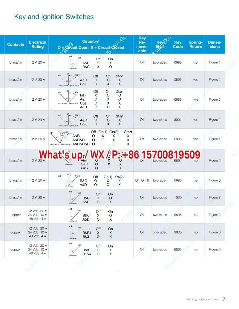 모델 89850-07 89850-08 89947-08 기계식 자동차 키 회전 스위치 3단