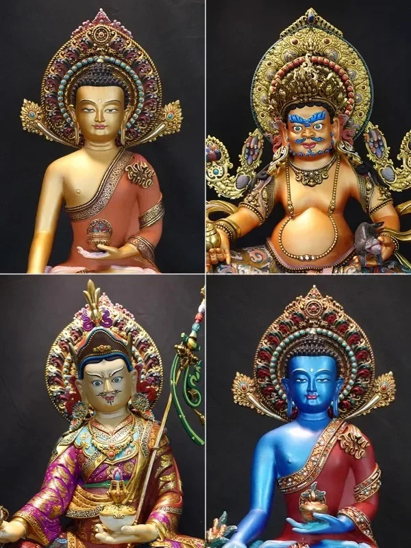보라색 연꽃 수공예 그림 석가모니 여래 황금색 재물신 잔발라 생명 7인치 10인치