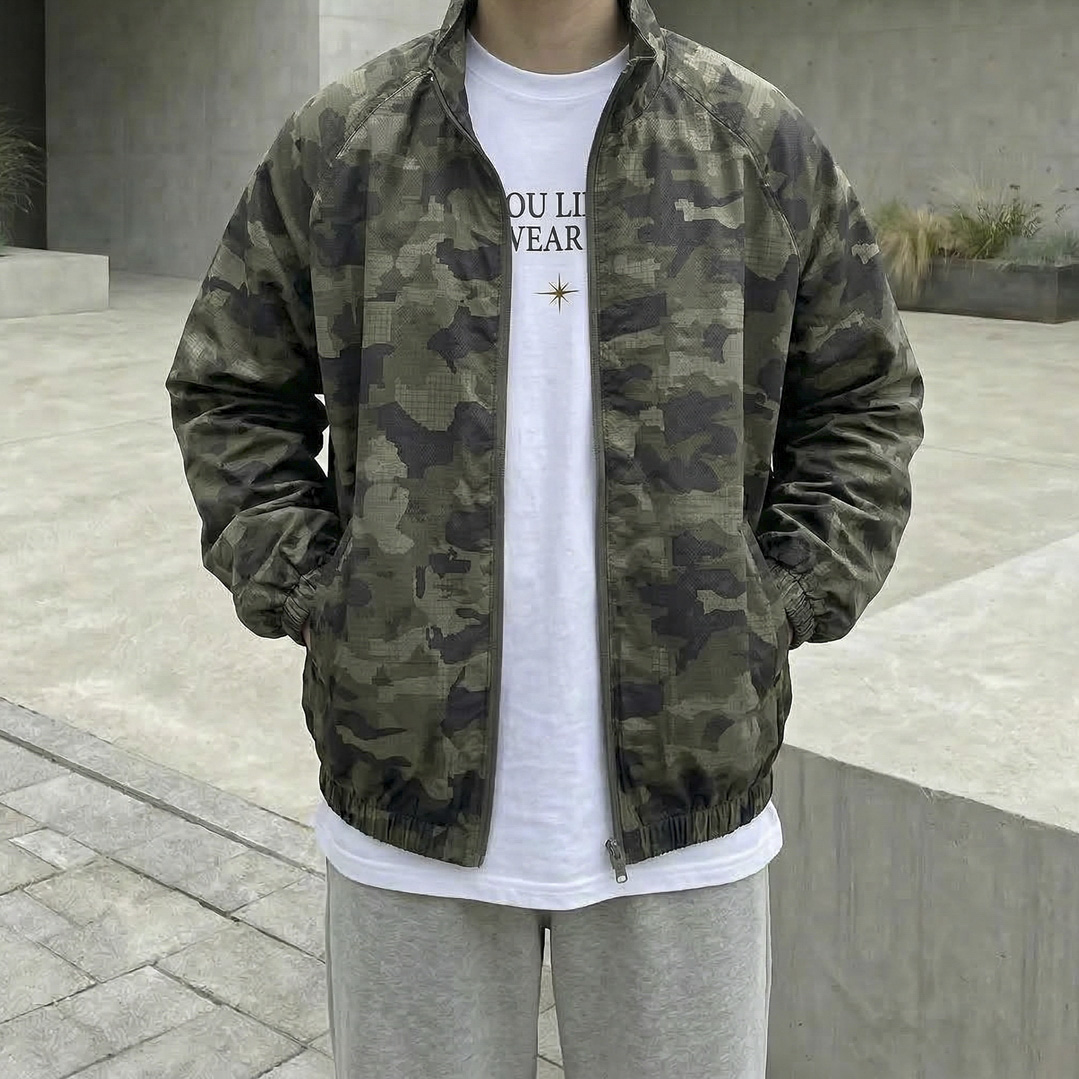 남자 립스탑 카모 오버핏 바람막이 집업 자켓 2color - 상세 이미지 2