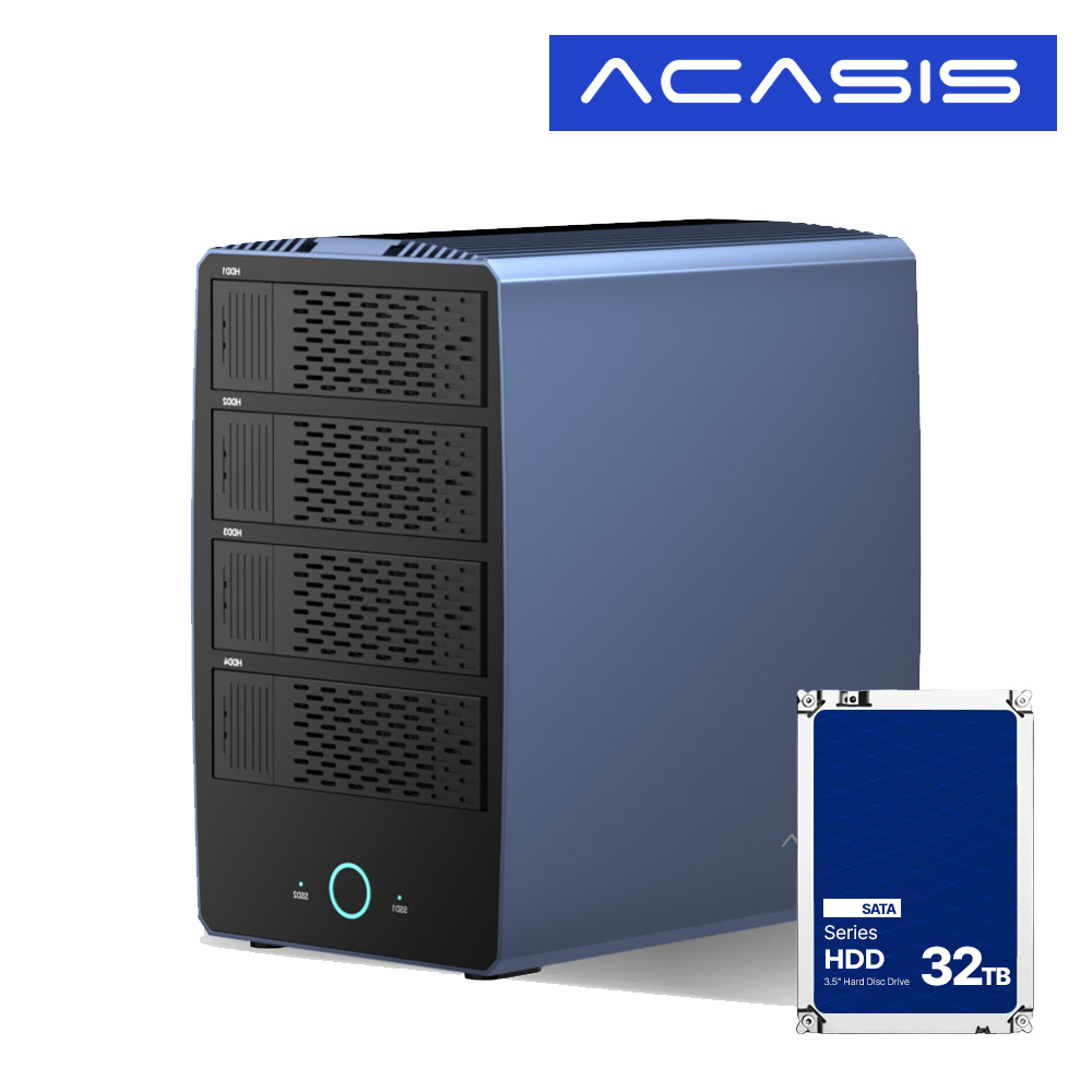 아카시스 H006 하이브리드 RAID 6베이 HDD 4Bay M.2 NVMe 2Bay 40Gbps 외장스토리지 DAS 외장하드 케이스+SATA 하드디스크 32TBx1EA - 상품 이미지