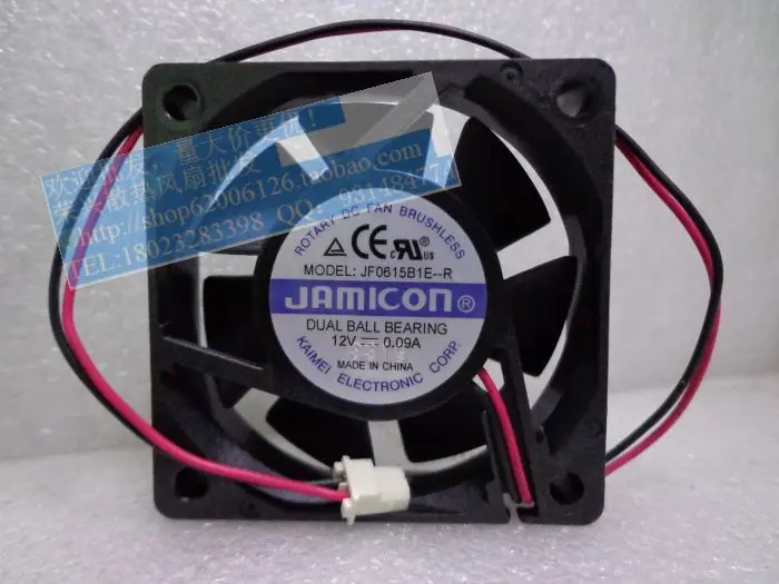 JCON 6CM 6015 12V 0.09A 2선 JF0615B1E-R 60x60x15MM 자동 팬