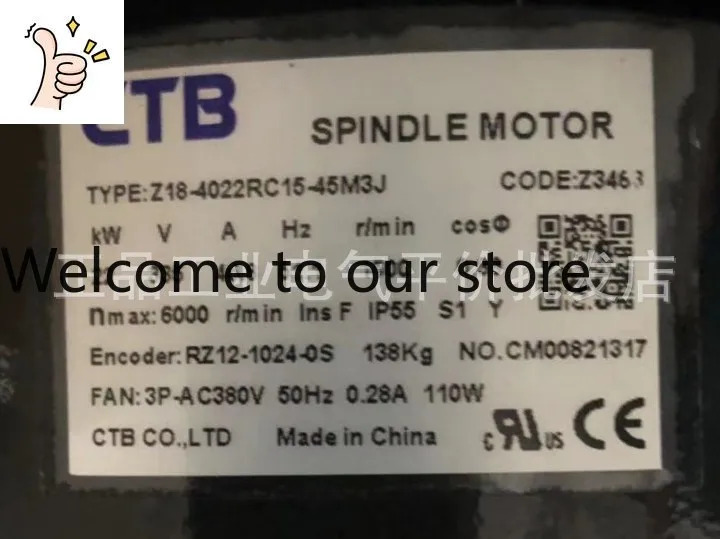 CTB Z18-4022RC15-45M3J 슈퍼 동기식 스핀들 AC 서보모터 22KW