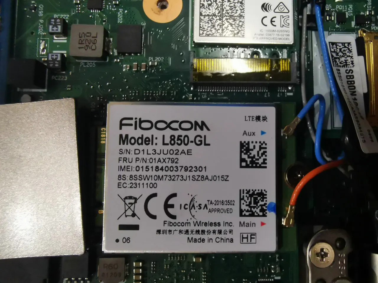 Thinkpad X1 T480S X390 X13내장 4G 모듈 L850-GL FRU 01AX792