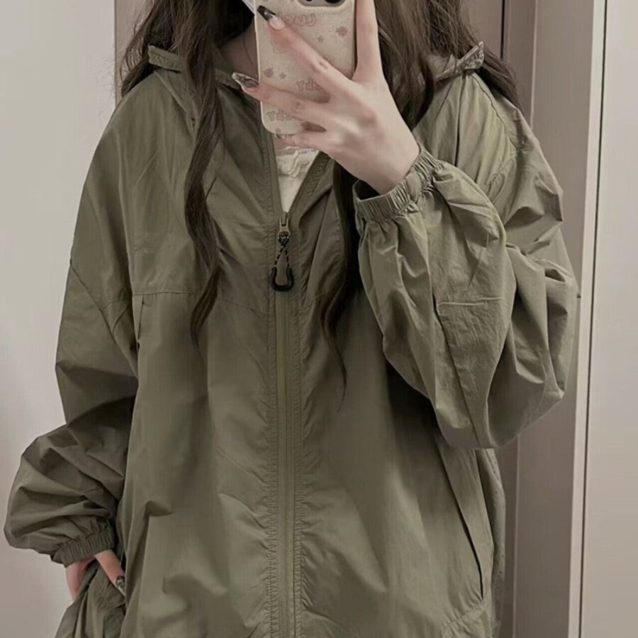 여름용 바람막이 자켓 경량 냉감 루즈핏 후드 집업 점퍼 얇은 나일론 자외선 차단 생활 - 상세 이미지 3