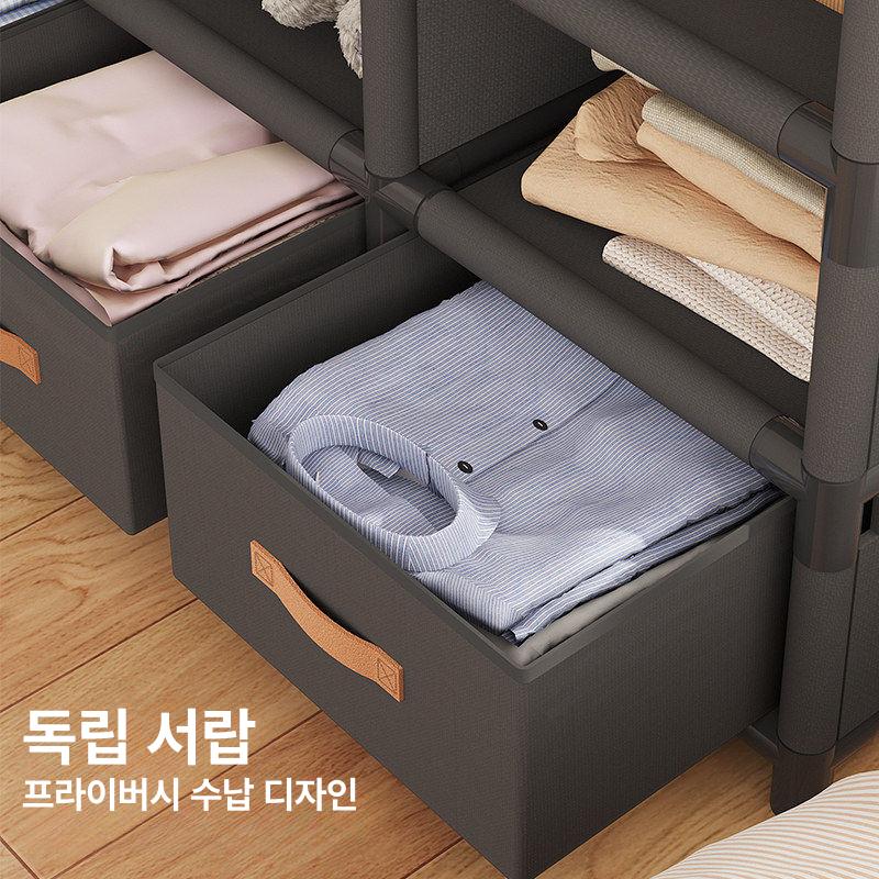 행거 철제 조립식 시스템행거 드레스룸 비키니옷장 수납 미니 스탠드 옷걸이 - 상세 이미지 4