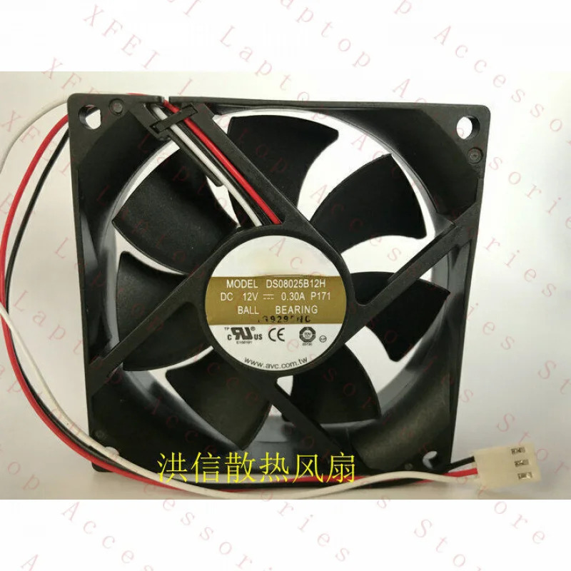 C DS08025B12H 이볼 냉각팬 DC12V 0.30A 3선 80x80x25mm 8025
