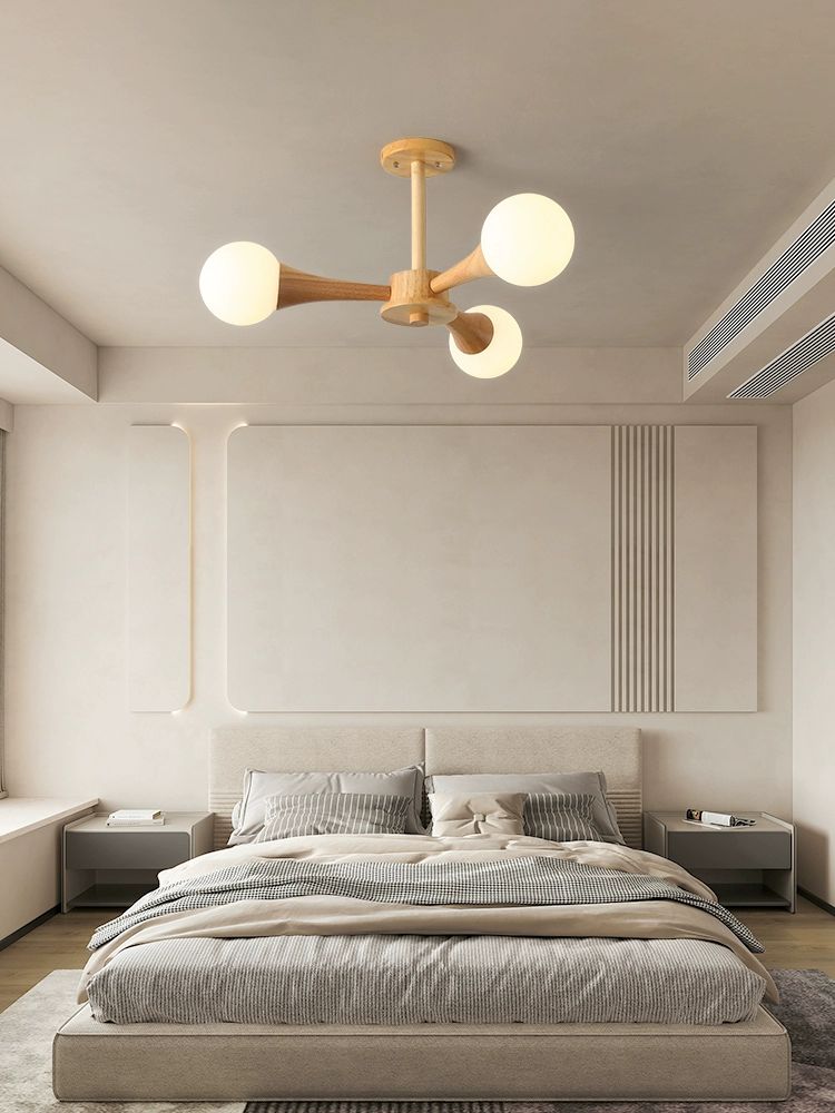모던 천장등 심플 우드 천정등 LED 조명 5구 50x30cm 웜화이트 - 상세 이미지 4