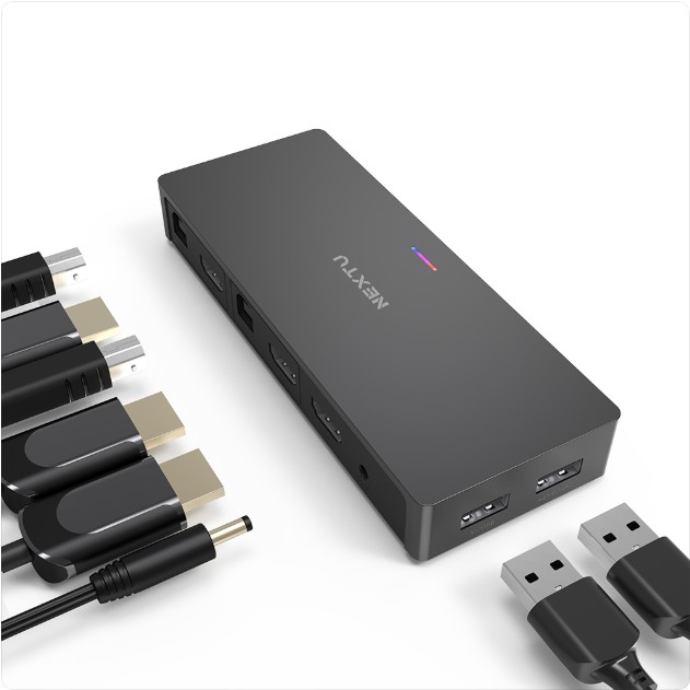 4K 2포트 HDMI USB KVM 스위치 PC 2대 키보드 마우스 공유기 - 상세 이미지 4