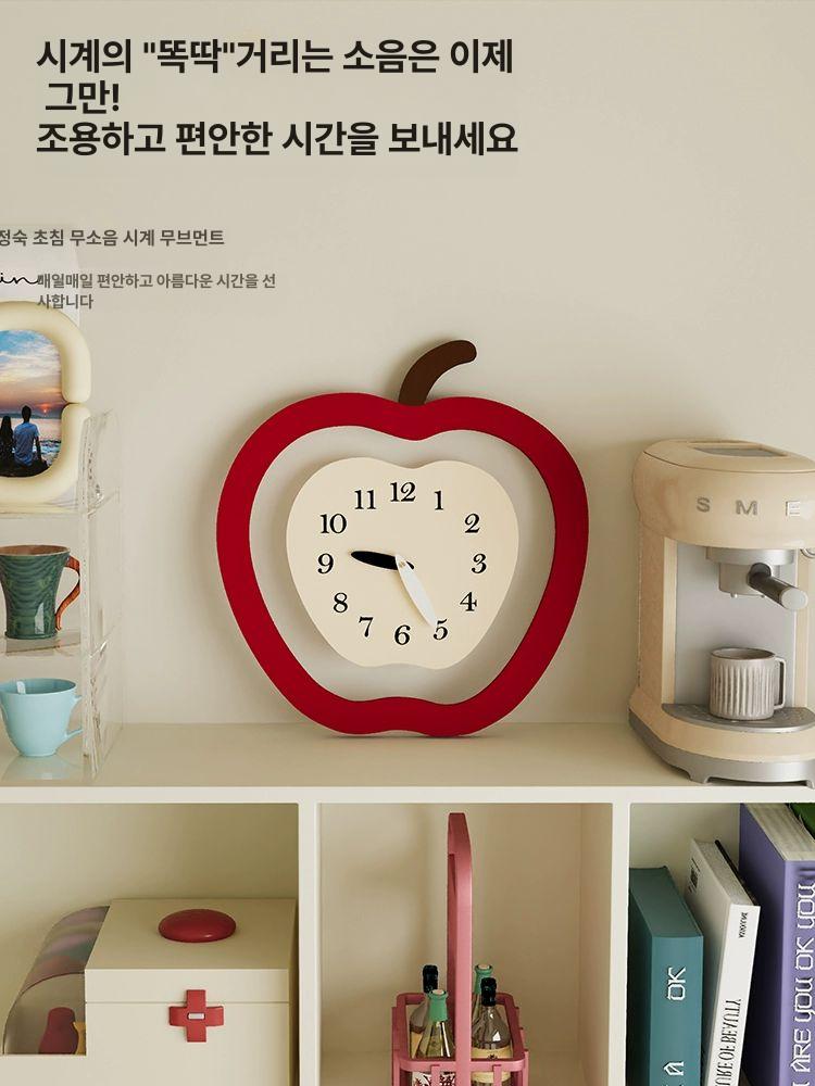 귀여운 벽시계 아이방 레드 엔틱 추시계 사과 WK3-3 저소음 시계 (펜듈럼 포함) 기타 - 상세 이미지 3
