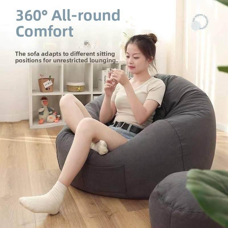 빈백 1인용 쫀득 빈팩의자 쿠션 공쇼파 대형 손잡이 [대형] 베이지화이트 160cm 이하 - 상세 이미지 3