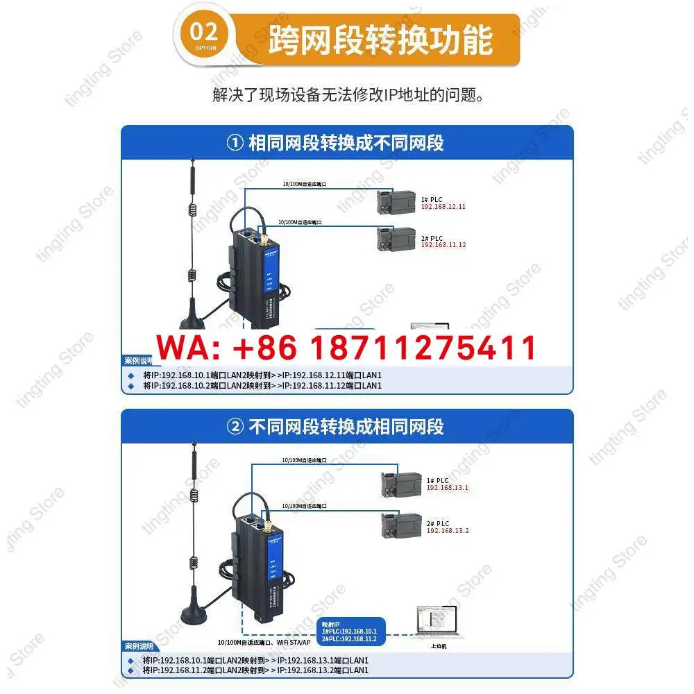 PLC 크로스 네트워크 통신 IP 주소 변환기 커플러 포트 모듈 EMOXUN ETH-NAT-T03