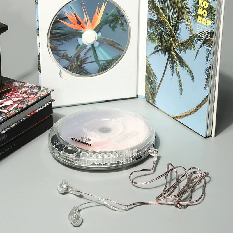 투명 cd 플레이어 클리어 휴대용 레트로 디자인 감성 충전식 인테리어 앤틱 디스크 - 상세 이미지 3