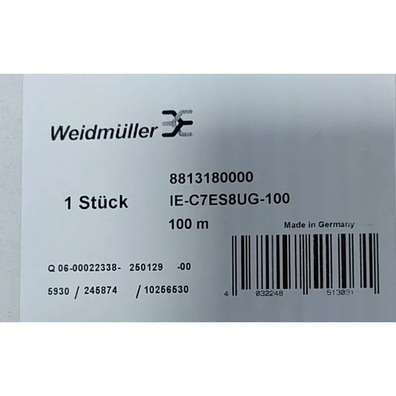 오리지널 Weidmller 산업이더넷 케이블 IE-C7ES8UG-100 8813180000