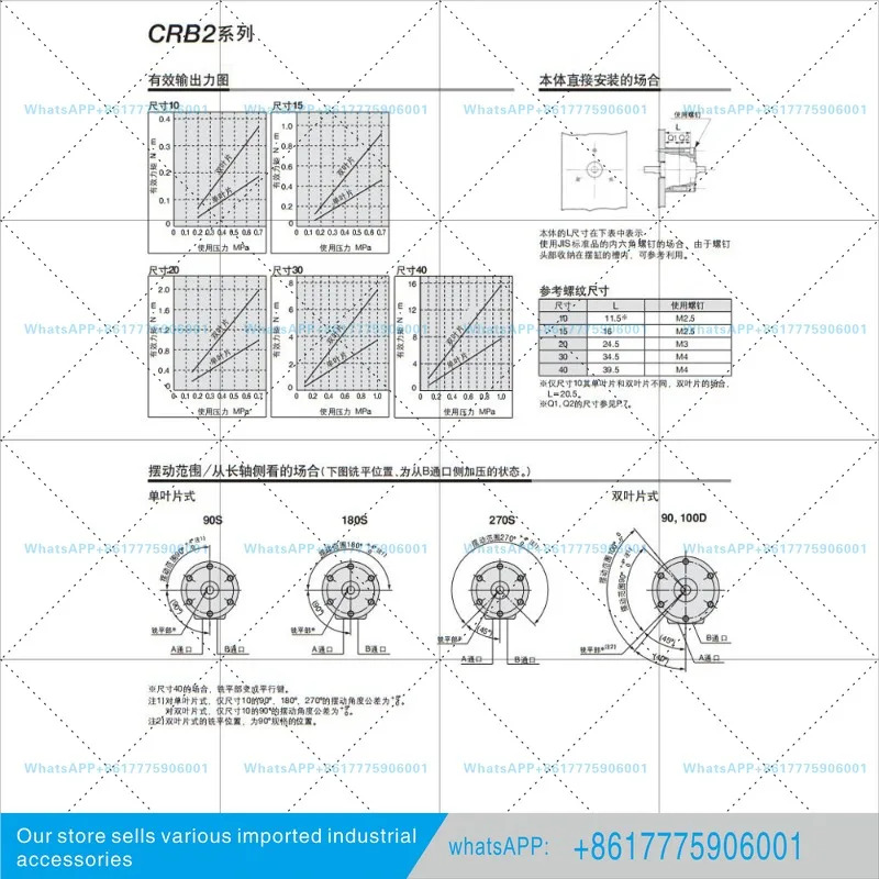 SMC 로터리 베실린더 CDRB2BW CRB2BW10 15 20 30 40-90도 180S도 270SZ