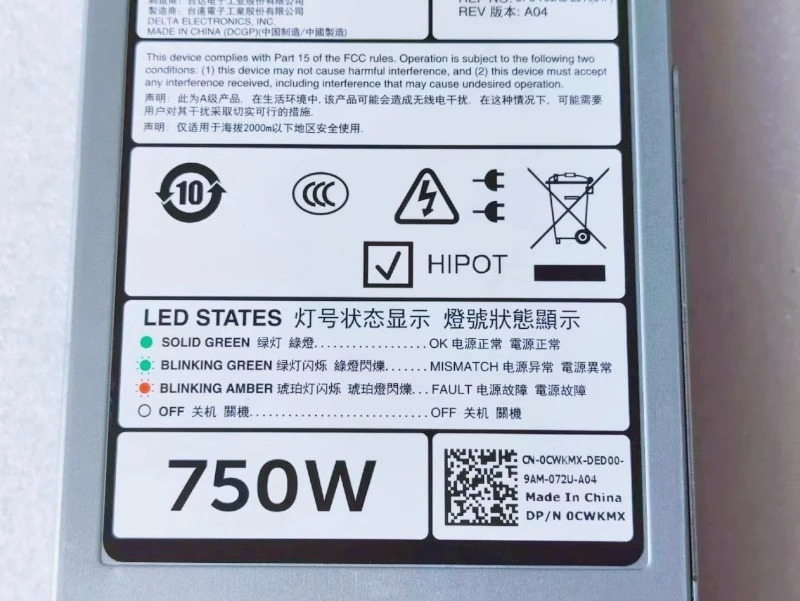 DELL R740 R730 R720 R630 서버 750W DC 전원공급장치 CWKMX D750E-S3리퍼