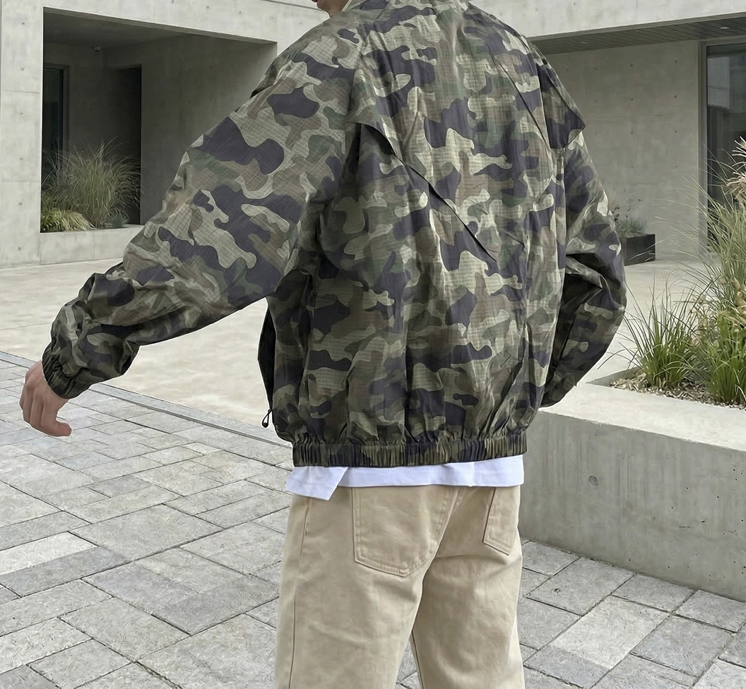 남자 립스탑 카모 오버핏 바람막이 집업 자켓 2color - 상세 이미지 3