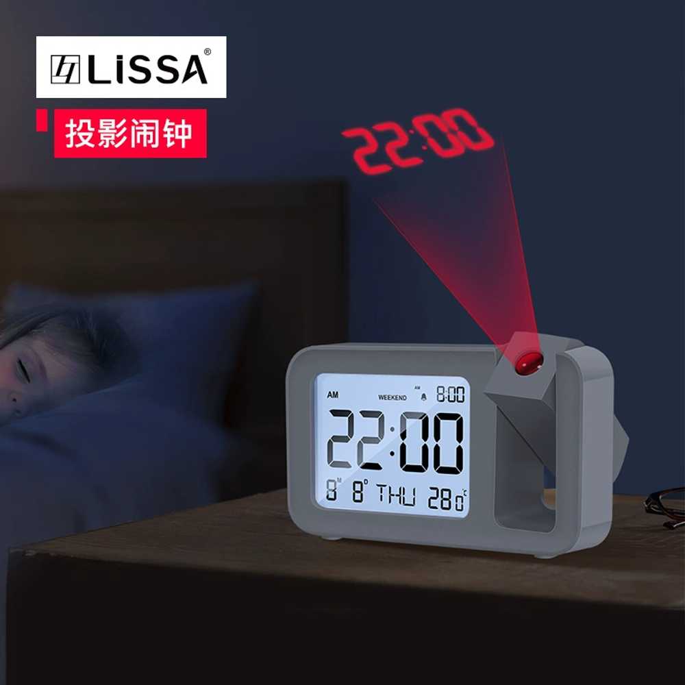 LED 빔 프로젝트 시계 탁상 용 온도 인테리어 달력 알람 - 상세 이미지 2