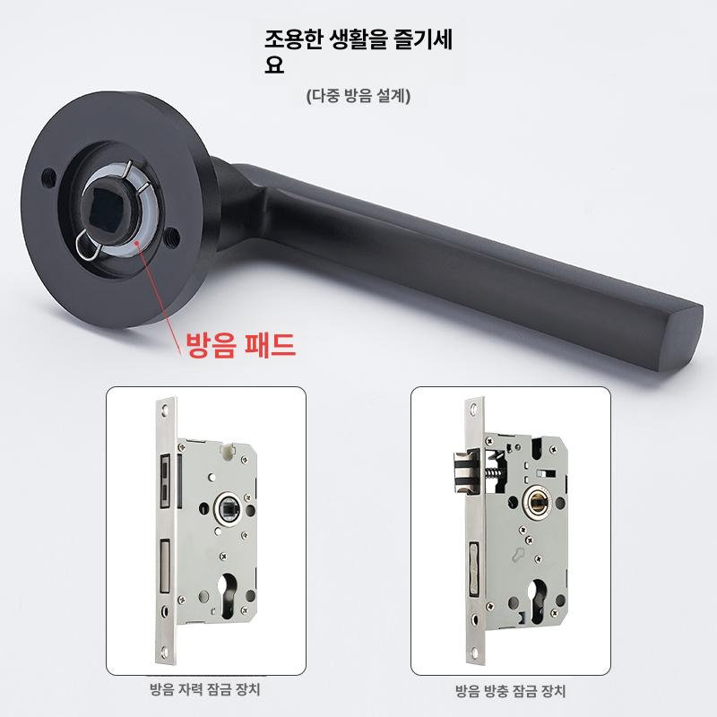 프리미엄 이중잠금 회색 A 도어손잡이 방문손잡이 문고리 [가정용 모델] N 35-45MM 범용 - 상세 이미지 4