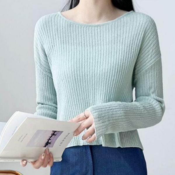 루즈핏 긴 팔 티셔츠 데일리 골지 티셔츠 라운드 여름 - 상품 이미지